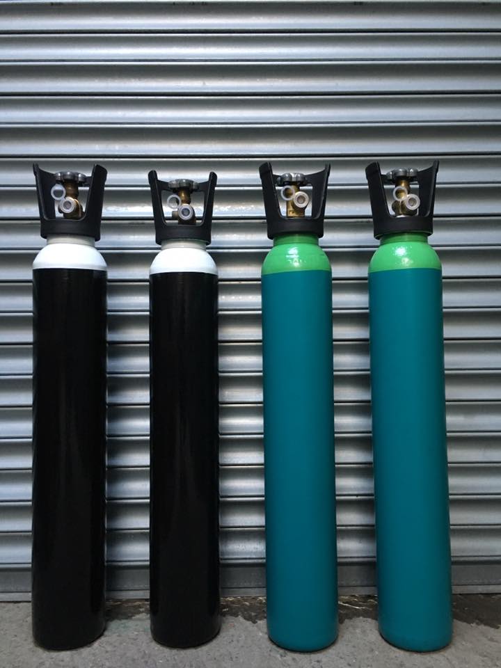 Tall Black and Grey Gas Canisters